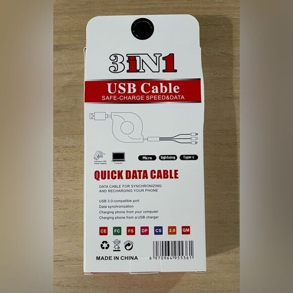 NEW! Combo 3 in 1 USB Cable Cord. - Picture 2 of 2